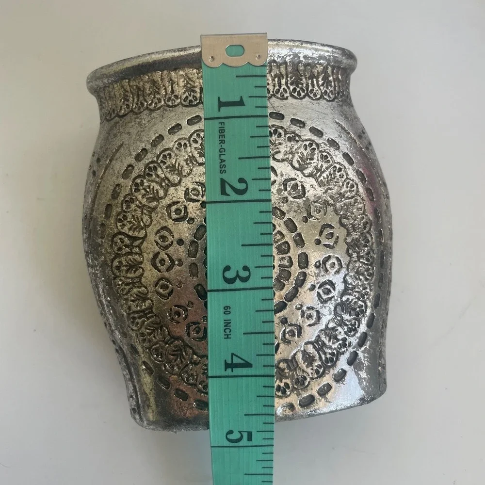 Aztec Mandala Resin Toothbrush Razor‎ Holder SouthWestern Distressed Silver Tone